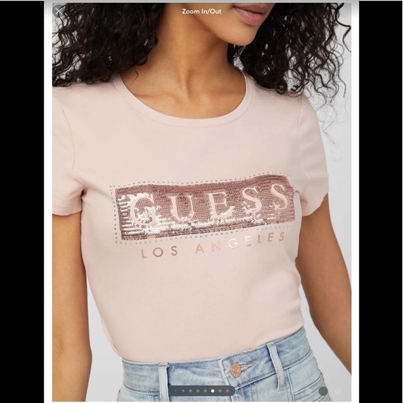 SOLD - Guess Sequin Logo Pink Tee - NWT - Picture 10 of 12